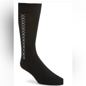 Canali Argyle Stripe Cotton Dress Socks in Black